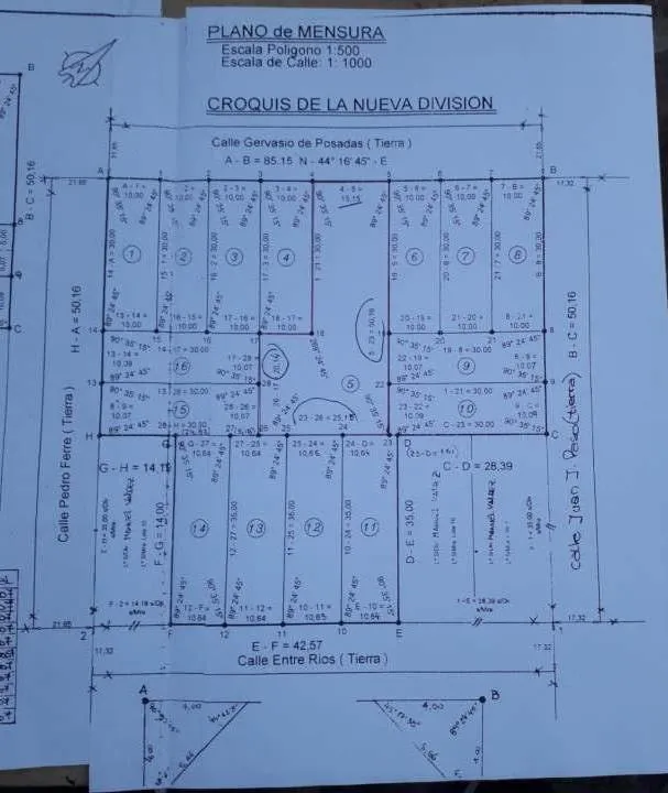 Terreno en venta sobre calle Posadas casi Pedro Ferre