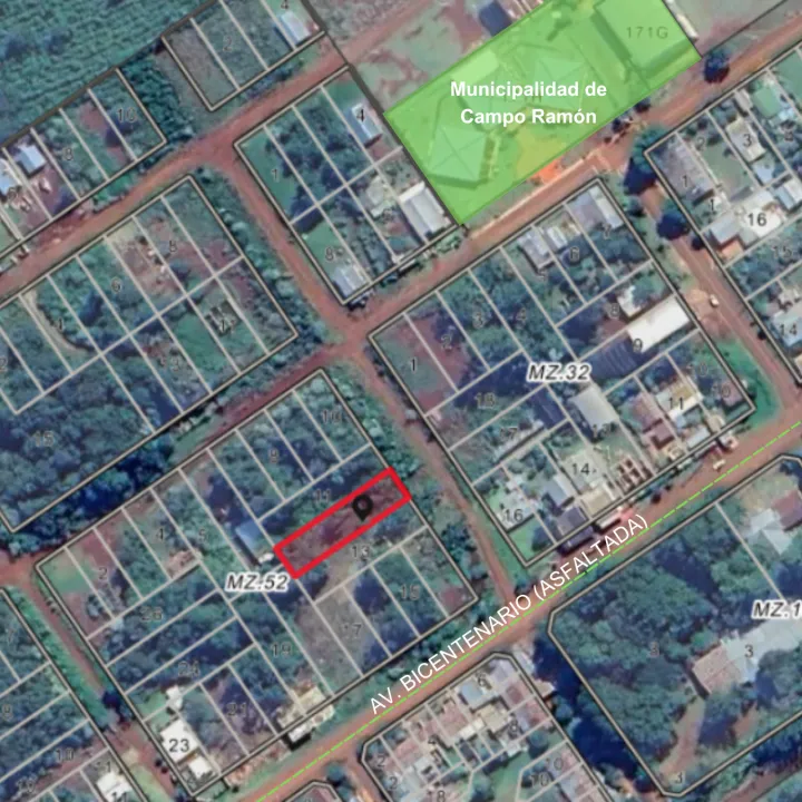 Terreno a una cuadra de Municipalidad de Campo Ramón