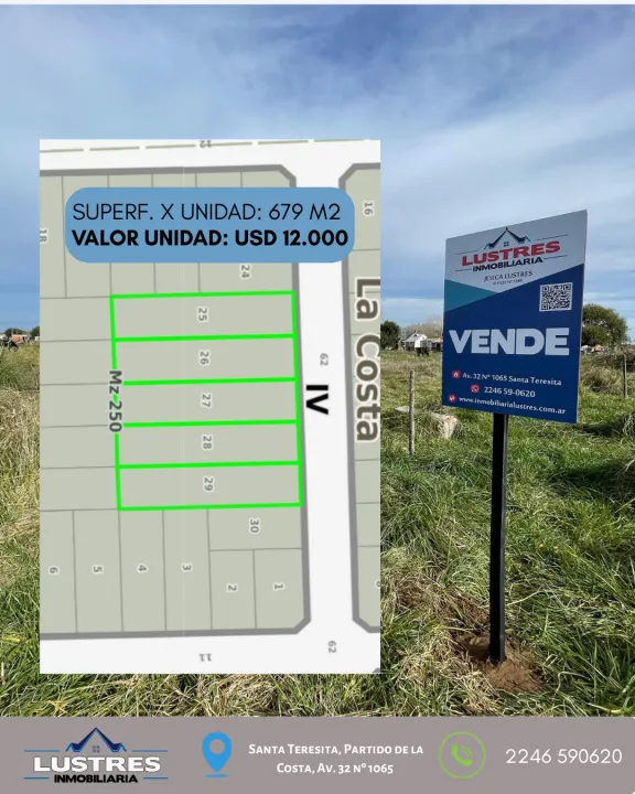 Lotes en venta Mar del Tuyu, en bloque o por unidad