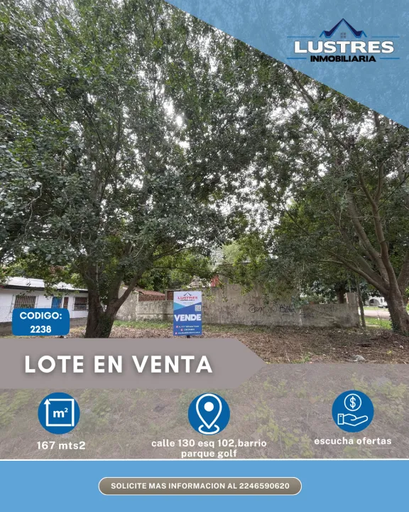 LOTE EN VENTA, BARRIO PARQUE GOLF SANTA TERESITA