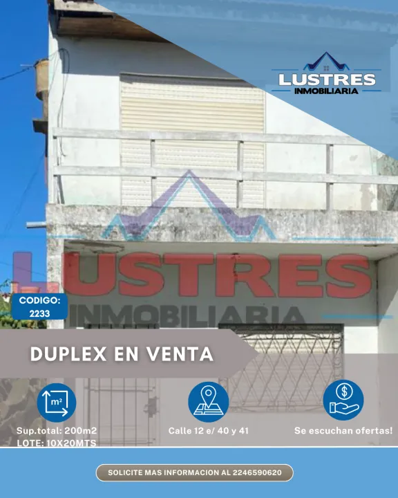 DUPLEX CON TERRENO EN SANTA TERESITA A REFACCIONAR