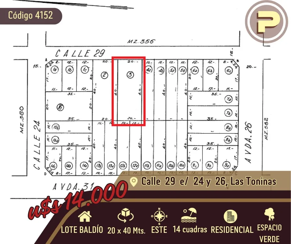 Gran Lote En Las Toninas De 20 X 40 Mts