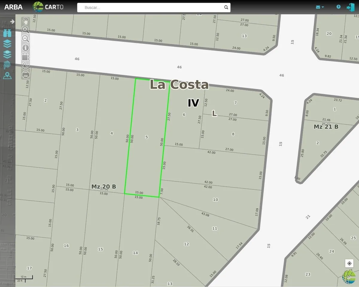 Santa Teresita Lote Baldío De 15 X 50m En Venta