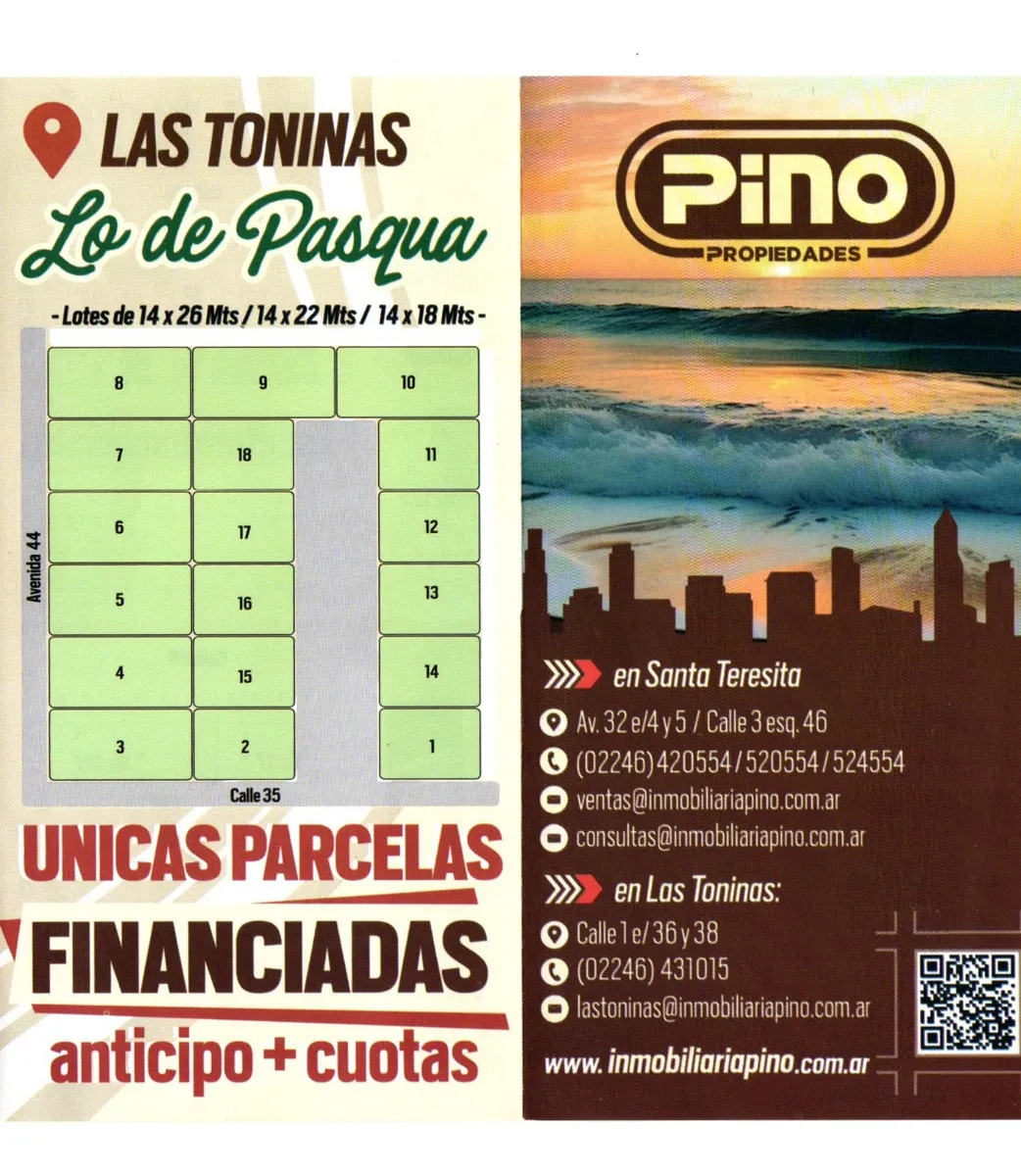 Las Toninas Venta Financiada De Parcelas!!!