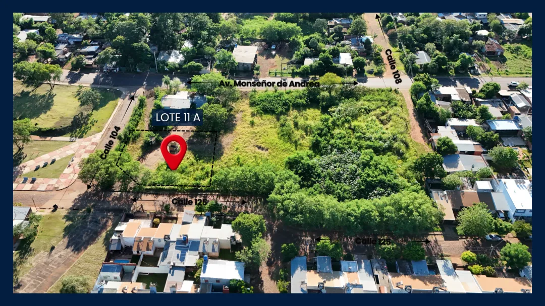 LOTE DE 1265 m2 en ESQUINA A METROS DE LA AV. MONSEÑOR DE ANDREA