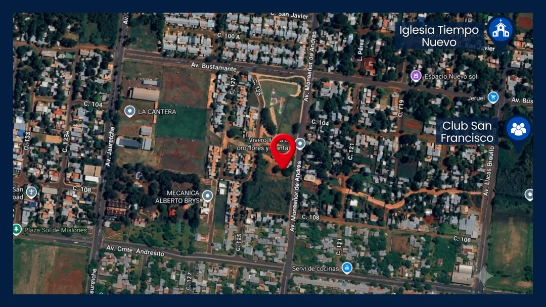 LOTE DE 1265 m2 en ESQUINA SOBRE AV. MONSEÑOR DE ANDREA