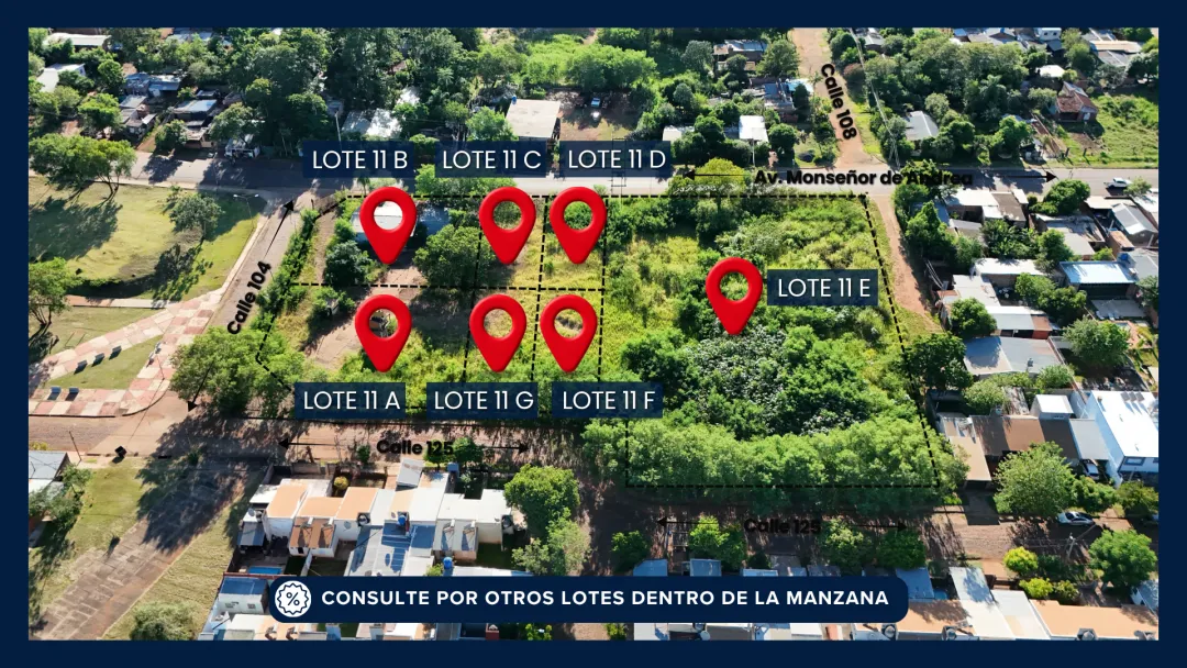 LOTE DE 12m x 33m (423m2) SOBRE AV. MONSEÑOR DE ANDREA