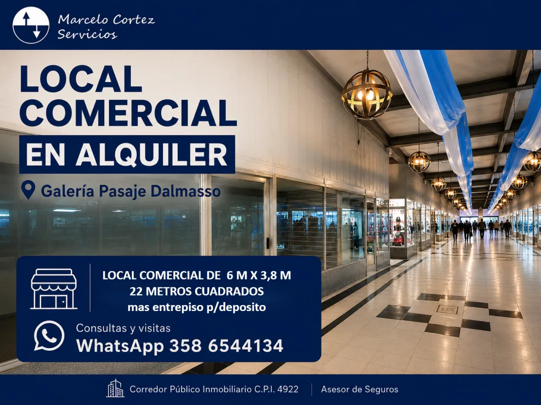 LOCAL COMERCIAL EN ALQUILER - GALERÍA PASAJE DALMASSO - MICROCENTRO