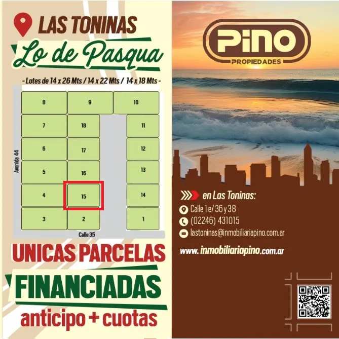LOTE FINANCIADO EN LAS TONINAS CON PLANO DE OBRA