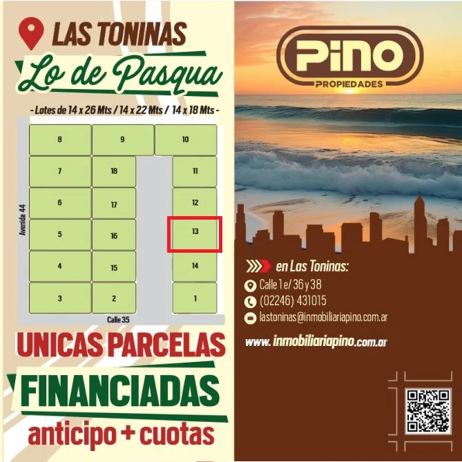 LOTE FINANCIADO CON PLANO DE OBRA EN LAS TONINAS