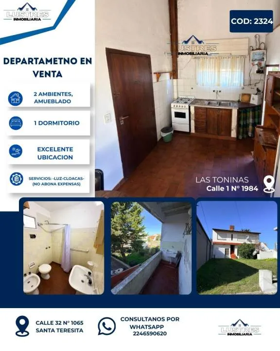 DEPARTAMENTO EN VENTA, LAS TONINAS