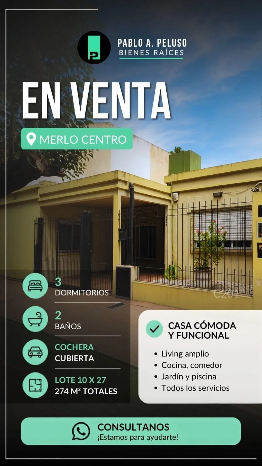 VENTA CASA 4 AMBIENTES. MERLO. ZONA OESTE. BUENOS AIRES.