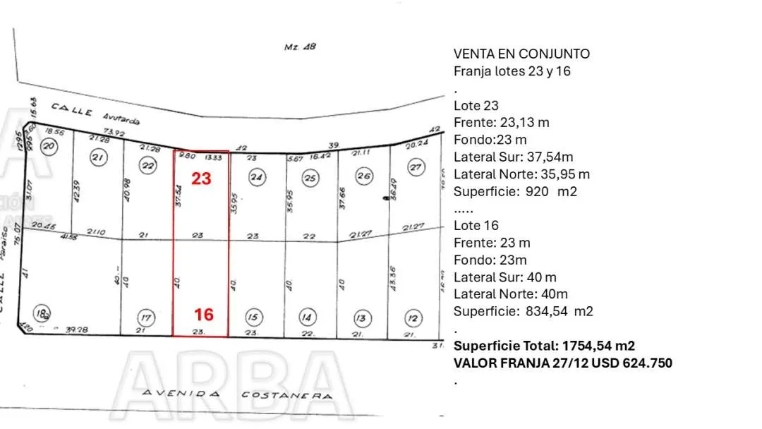 En Cariló | FRANJA  de 2 lotes... AL MAR!!   A1.-