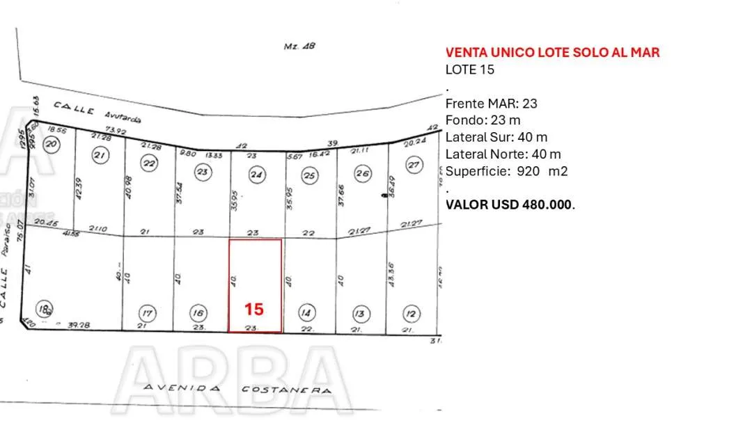 En Cariló | Lote con vista al mar (Lote 15- 49 )